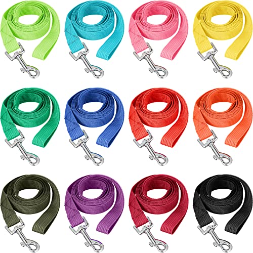 12 Stück Nylon-Hundeleine, 1,5 m, 12 Farben, Welpen-Leine, lange Schnur, Welpen-Traktionsseil für kleine, mittelgroße Hunde, Training, Spielen, Camping oder Hinterhof (helle Farben) von Hillban