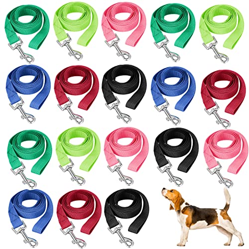 18 Stück Nylon-Hundeleinen, 1.5 m lang, stark, langlebig, Welpenleine mit robuster Schnalle für kleine, mittelgroße Hunde, Training, Spazierengehen, Spielen, 1.9 cm breit, 6 Farben von Hillban