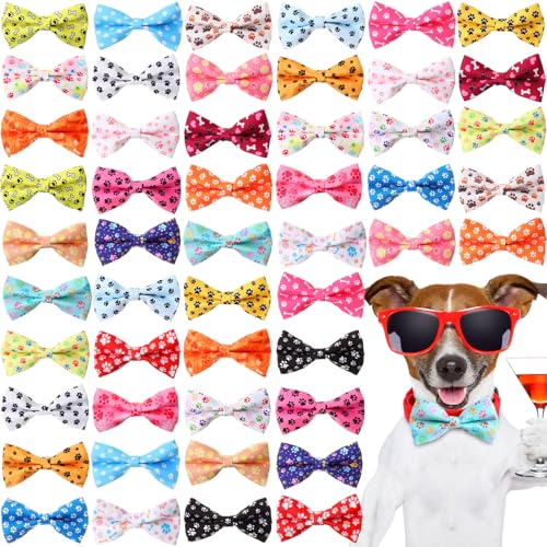 Hillban Hundehalsband-Fliegen, Pfotenabdruck, bunt, Pfotenabdruck, Hundehalsband, Zubehör, Fliege, Befestigung mit elastischen Bändern, abnehmbare Anhänger für Haustiere, Halsband, Zubehör, tägliches Hillban Hundehalsband-Fliegen, Pfotenabdruck, bunt, Pfotenabdruck, Hundehalsband, Zubehör, Fliege, Befestigung mit elastischen Bändern, abnehmbare Anhänger für Haustiere, Halsband, Zubehör, tägliches von Hillban