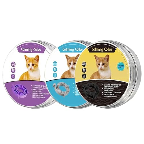 Hillinkit Beruhigendes Katzenhalsband, 3 Stück, Pheromon-Halsband, reduziert Angststress für Haustiere, entspannend, bequem, verstellbar, für kleine, mittelgroße und große Katzen, Kätzchen Hillinkit Beruhigendes Katzenhalsband, 3 Stück, Pheromon-Halsband, reduziert Angststress für Haustiere, entspannend, bequem, verstellbar, für kleine, mittelgroße und große Katzen, Kätzchen von Hillinkit