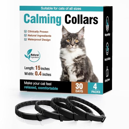 Hillinkit Pheromon Beruhigendes Katzenhalsband, Stress- und Angstlinderung für 30 Tage, Verstellbar, Schwarz, 4 Stück Hillinkit Pheromon Beruhigendes Katzenhalsband, Stress- und Angstlinderung für 30 Tage, Verstellbar, Schwarz, 4 Stück von Hillinkit