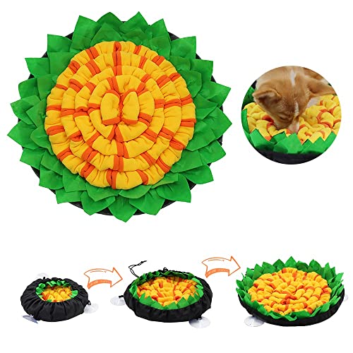 Hillylolly Schnüffelteppich für Hunde Blume, Schnüffelrasen Hund, Schnüffeldecke für Hunde, Schnüffelspielzeug Hund, Schnüffelkissen, Snuffle Mat, Schnupftabakmatte, Gelb von Hillylolly