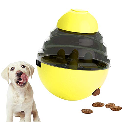 Hillylolly Hundefutter Ball, Hundespielzeug Intelligenz, Leckerli Ball Hundespielzeug, Dispenser Ball, Hunde Snackbälle, Treat Dispenser Spielzeug Hund, Interaktives Haustiere Futter Ball(Gelb) von Hillylolly