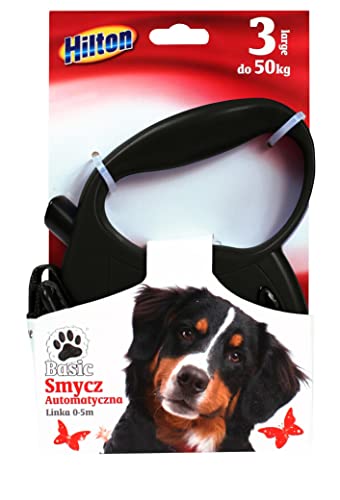 Hilton Basic 3 Automatische Schnurleine 5M Schwarz für 50 Kg Hund von Hilton