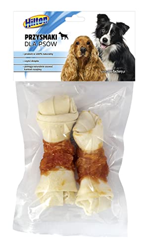 Hilton Weiss Geknotet Knochen mit Fleisch 11,5 cm für Hund (2 Stück) von Hilton