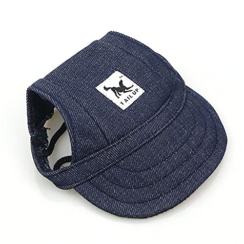 Himlaya Haustier Hunde Baseballmütze, Basecap Verstellbar Sonnenschutz Hut Hundecap mit Ohrlöchern Sommer Schattierungshut Zubehör für Kleine Hunde (L,Blauer Jeansstoff) von Himlaya