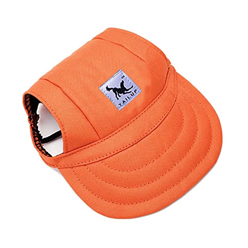 Himlaya Haustier Hunde Baseballmütze, Basecap Verstellbar Sonnenschutz Hut Hundecap mit Ohrlöchern Sommer Schattierungshut Zubehör für Kleine Hunde (L,Orange) von Himlaya