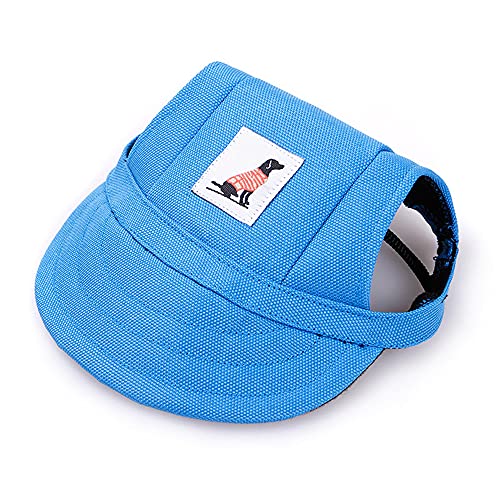 Himlaya Haustier Hunde Baseballmütze, Basecap Verstellbar Sonnenschutz Hut Hundecap mit Ohrlöchern Sommer Schattierungshut Zubehör für Kleine Hunde (M,Blau) von Himlaya