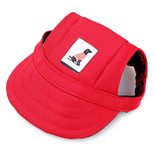 Himlaya Haustier Hunde Baseballmütze, Basecap Verstellbar Sonnenschutz Hut Hundecap mit Ohrlöchern Sommer Schattierungshut Zubehör für Kleine Hunde (M,rot) von Himlaya