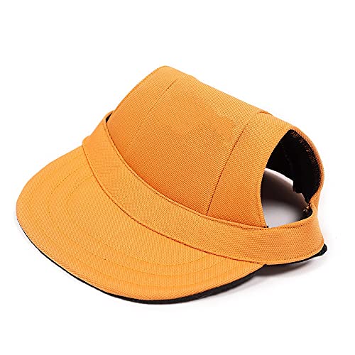 Himlaya Haustier Hunde Baseballmütze, Basecap Verstellbar Sonnenschutz Hut Hundecap mit Ohrlöchern Sommer Schattierungshut Zubehör für Kleine Hunde (Orange,L) von Himlaya