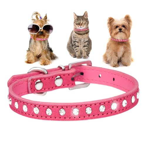 HimyBB Hundehalsband, glitzernd, mit Strasssteinen, verstellbar, Größe S, Rosa von HimyBB