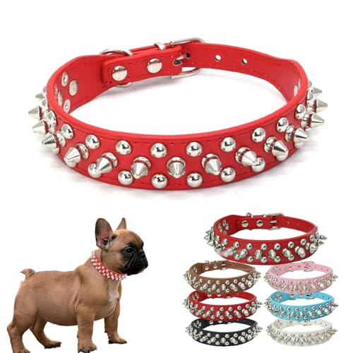 HimyBB Hundehalsband mit Nieten, verstellbar, PU-Leder, Rot, Größe M HimyBB Hundehalsband mit Nieten, verstellbar, PU-Leder, Rot, Größe M von HimyBB