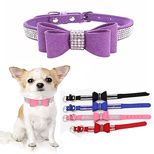 HimyBB Hundehalsband mit Schleife, Kristall, Strasssteine, verstellbar, weich, Dunkelviolett, Größe XS HimyBB Hundehalsband mit Schleife, Kristall, Strasssteine, verstellbar, weich, Dunkelviolett, Größe XS von HimyBB
