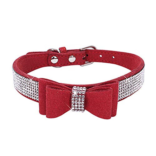 HimyBB Hundehalsband mit Schleife, Kristall, Strasssteine, verstellbar, weich, Größe M, Rot HimyBB Hundehalsband mit Schleife, Kristall, Strasssteine, verstellbar, weich, Größe M, Rot von HimyBB