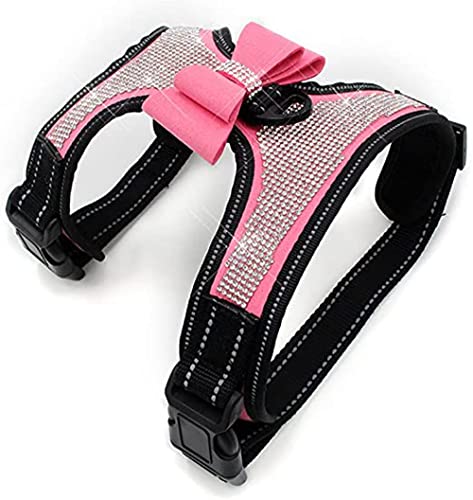 Hundegeschirr mit Strasssteinen, reflektierend, niedlich, glitzernd, Hundegeschirr, Hundeleine, reflektierender Brustgurt mit glänzender Schleife Hundegeschirr mit Strasssteinen, reflektierend, niedlich, glitzernd, Hundegeschirr, Hundeleine, reflektierender Brustgurt mit glänzender Schleife von HimyBB