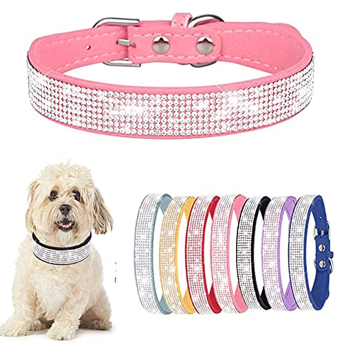 Hundehalsband, schillernd, funkelnden Kristall-Strasssteinen, verstellbar, für Welpen, Katzen, Haustiere, Halsbänder, Rosa von HimyBB