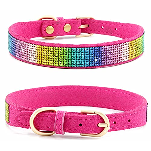 Hundehalsband, schillernd, funkelnden Kristall-Strasssteinen, verstellbar, für Welpen, Katzen, Haustiere, Halsbänder, bunt, Rosa, Rot, Größe M von HimyBB