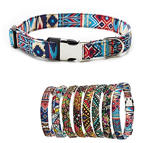 Hundehalsband mit Bohemia-Blumenmuster, geometrisch, weich, ethnischer Stil, verstellbar, für mittelgroße Hunde, ethnischer Stil Hundehalsband mit Bohemia-Blumenmuster, geometrisch, weich, ethnischer Stil, verstellbar, für mittelgroße Hunde, ethnischer Stil von HimyBB