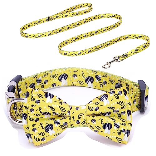 Hundehalsband mit Fliege, Hundehalsband mit Sicherheits-Metallschnalle, Leine, Set, verstellbare Welpenhalsbänder für kleine, mittelgroße und große Hunde, Jungen und Mädchen, Hundehalsband, Geschenk, Hundehalsband mit Fliege, Hundehalsband mit Sicherheits-Metallschnalle, Leine, Set, verstellbare Welpenhalsbänder für kleine, mittelgroße und große Hunde, Jungen und Mädchen, Hundehalsband, Geschenk, von HimyBB