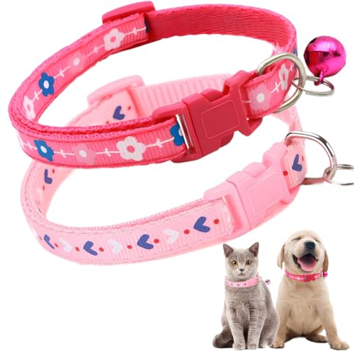 Hundehalsband mit Glöckchen, 2 Stück, Basic-Katzenhalsbänder mit Glöckchen, für XXS, XS, kleine Haustiere, Hunde, weiblich, Kätzchen, Mädchen, Tier Hundehalsband mit Glöckchen, 2 Stück, Basic-Katzenhalsbänder mit Glöckchen, für XXS, XS, kleine Haustiere, Hunde, weiblich, Kätzchen, Mädchen, Tier von HimyBB