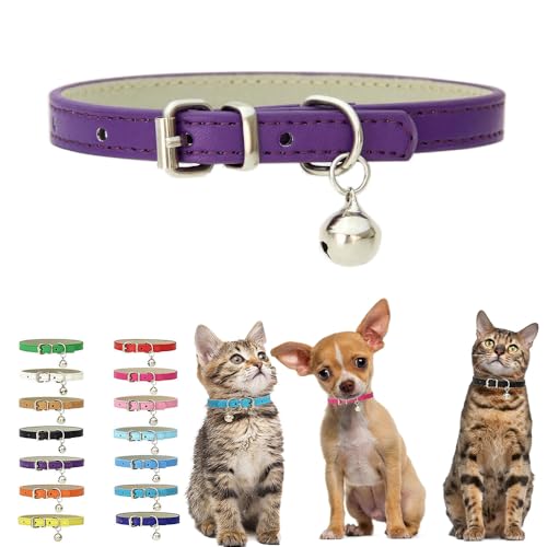 Kätzchenhalsband mit Glöckchen, weiches PU-Leder, für kleine Hunde, verstellbare Schnalle, für XXS, XS, XS, XS, M, winzige weibliche Männer, Jungen, Mädchen, Haustiere, Welpen, Katzen, Teetasse, von HimyBB