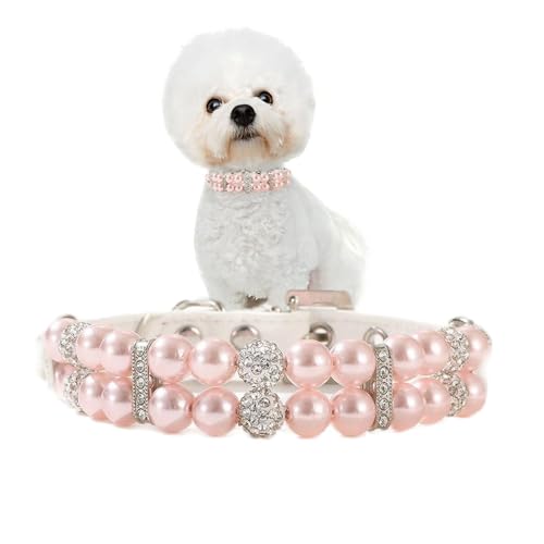 Pink Pearl XS Hundehalsband, Perlen-Katzenhalsband, PU-Leder, Halskette für Hündinnen, mit Kristalldiamanten, Strass, für Kätzchen, kleine, mittelgroße Hunde, Hochzeits- und Geburtstagsgeschenk, XS Pink Pearl XS Hundehalsband, Perlen-Katzenhalsband, PU-Leder, Halskette für Hündinnen, mit Kristalldiamanten, Strass, für Kätzchen, kleine, mittelgroße Hunde, Hochzeits- und Geburtstagsgeschenk, XS von HimyBB