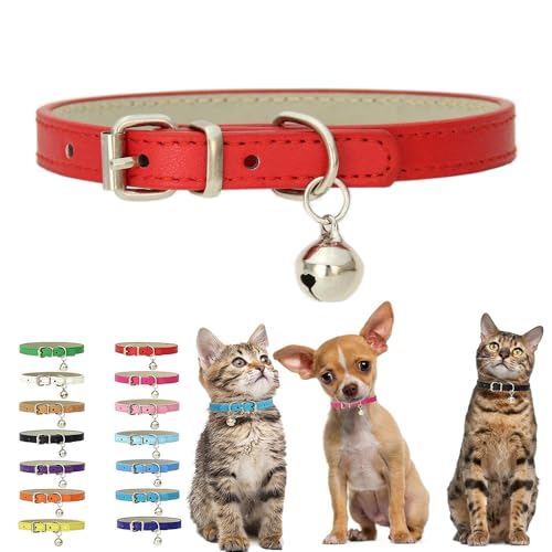 Rotes Kätzchen-Halsband mit Glöckchen, weiches PU-Leder, kleine Hundehalsbänder, verstellbare Schnalle, für XXS, XS, XS, XS, M, winzige weibliche Männer, Jungen, Mädchen, Haustiere, Welpen, Katzen, Rotes Kätzchen-Halsband mit Glöckchen, weiches PU-Leder, kleine Hundehalsbänder, verstellbare Schnalle, für XXS, XS, XS, XS, M, winzige weibliche Männer, Jungen, Mädchen, Haustiere, Welpen, Katzen, von HimyBB