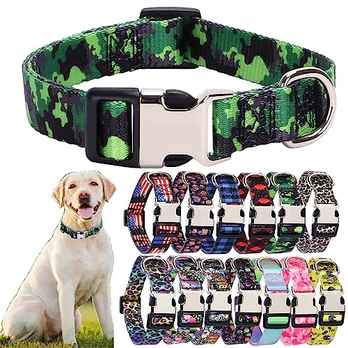 Sicherheit Metallschnalle Haustier Hundehalsband Hundehalsband Mädchen Verstellbares Halsband für Kleine Mittlere Große Hunde Camo S von HimyBB