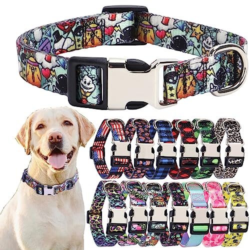 Sicherheit Metallschnalle Haustier Hundehalsband Hundehalsband Mädchen Verstellbares Halsband für Kleine Mittlere Große Hunde Paiting L von HimyBB