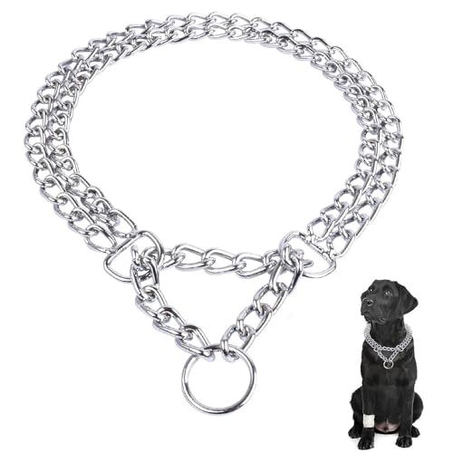 Silbernes Hundehalsband, Metall, Martingale-Halsband, Training, zweireihig, strapazierfähig, für kleine, mittelgroße und große Hunde Silbernes Hundehalsband, Metall, Martingale-Halsband, Training, zweireihig, strapazierfähig, für kleine, mittelgroße und große Hunde von HimyBB