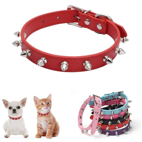 Spike-Hundehalsband für kleine Hunde PU Leder Spike Welpenhalsband Anti Biss Nieten Nieten Katzenhalsband für Kätzchen Extra Klein Mittel Haustiere wie Chihuahua Mops Pit Bull Bulldogge Spike-Hundehalsband für kleine Hunde PU Leder Spike Welpenhalsband Anti Biss Nieten Nieten Katzenhalsband für Kätzchen Extra Klein Mittel Haustiere wie Chihuahua Mops Pit Bull Bulldogge von HimyBB