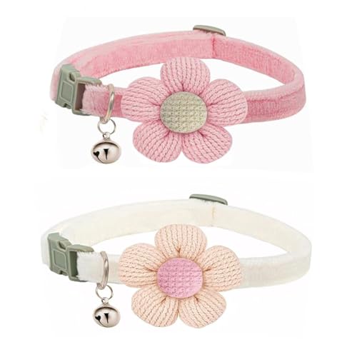 Welpenhalsband für Wurf, Kleines Hundehalsband mit Blume, XS Hundehalsband für kleine Hunde mit Glocke für Mädchen Junge Kleiner Hund von HimyBB