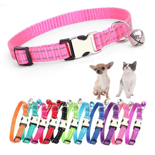 X-Small Hundehalsband mit Glöckchen, einfaches Katzenhalsband mit Glöckchen, für XXS, XS, kleine, mittelgroße Haustiere, kleine Kätzchen, kleine Tiere, Jungen, Mädchen, Rosa, XS X-Small Hundehalsband mit Glöckchen, einfaches Katzenhalsband mit Glöckchen, für XXS, XS, kleine, mittelgroße Haustiere, kleine Kätzchen, kleine Tiere, Jungen, Mädchen, Rosa, XS von HimyBB