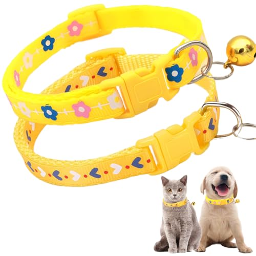 XSmall Hundehalsband, 2 Stück, gelb, Basic-Katzenhalsband mit Glöckchen, für XXS, XS, kleine Haustiere, Jungen, kleine Kätzchen, männliche Tiere XSmall Hundehalsband, 2 Stück, gelb, Basic-Katzenhalsband mit Glöckchen, für XXS, XS, kleine Haustiere, Jungen, kleine Kätzchen, männliche Tiere von HimyBB