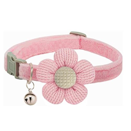 XXS Hundehalsband mit Glocke, Katzenhalsband mit Glocken Wildleder Mädchen niedlich Fancy Welpenhalsband für XXS XS winzige kleine Kätzchen Haustier weibliche Hunde, Hals 8-12 Zoll rosa Blume von HimyBB