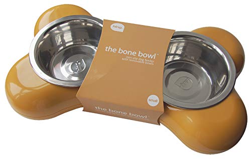 Hing Designs 217800MTD Schüssel Doppelschale The Bone Senf von Hing, Schüsseldesign für Hunde, Yellow von Hing Designs