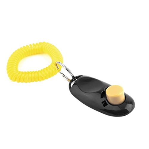 Hundetrainings Clicker Welpentraining Hundetasten Sprechtraining Haustiertrainings Clicker Big Button Clicker Gerät Mit Handschlaufe (Schwarz) von Hintyne