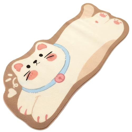 Katzenteppich 16x47 Zoll Katzenförmiger Teppich süßer Teppich mit liegender Katze weicher und bequemer Teppich aus Kaschmirimitat Rutschfester dekorativer Teppich fürs Bett Spielzimmer von Hintyne