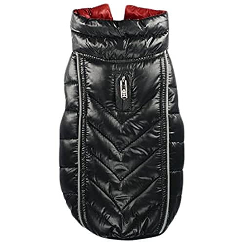 Hip Doggie HD-5FRBK Featherlite Reversible Reflective Puffer Vest Hundemantel, BDS, schwarz/rot von Hip Doggie