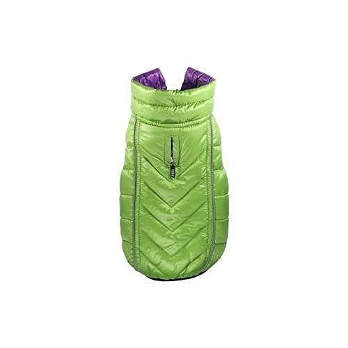 Hip Doggie HD-5FRGR Featherlite Reversible Reflective Puffer Vest Hundemantel, M, grün/lila von Hip Doggie