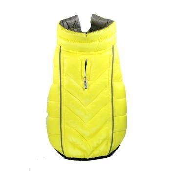 Hip Doggie HD-5FRYL Featherlite Reversible Reflective Puffer Vest Hundemantel, M, gelb/grau von Hip Doggie