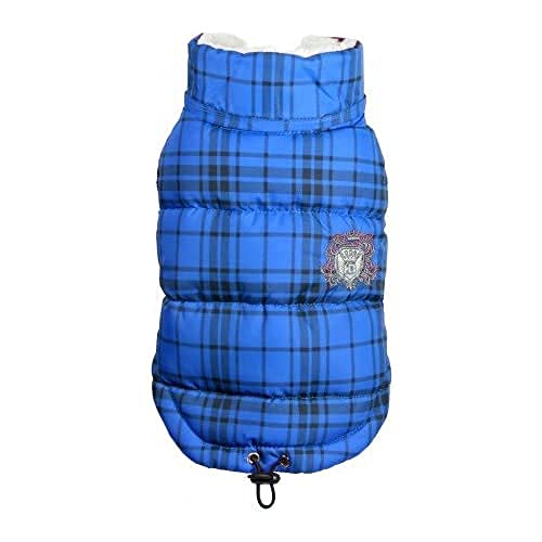 Hip Doggie HD-5PDSB Plaid Puffer Vest Hundemantel, M, blau von Hip Doggie