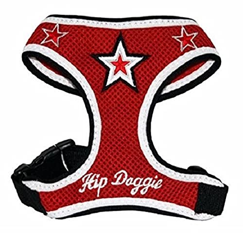 Hip Doggie HD-6RMST Super Star Mesh Harness Vest Hundegeschirr, L, rot von Hip Doggie