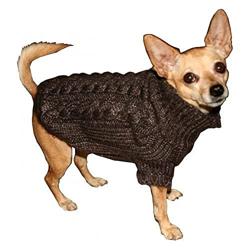 Hip Doggie HD-7ACB-L Angora Cable Knit Sweater - Hundepullover, L, braun von Hip Doggie