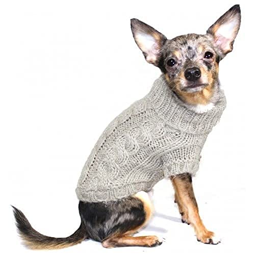Hip Doggie HD-7ACS-S Angora Cable Knit Sweater - Sand - Hundepullover, S von Hip Doggie