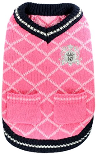 Hip Doggie HD-7PVP-XL Royal Crest Sweater Vest - Hundepullover, rosa von Hip Doggie