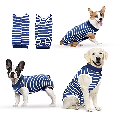 Dog Recovery Suit (XL, blau gestreift) von Hipet