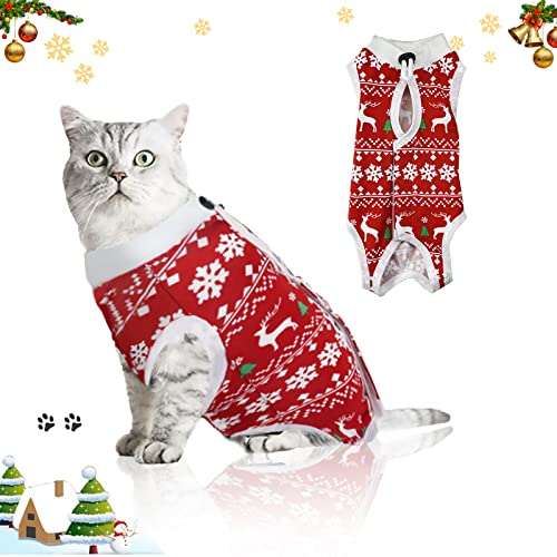 Weihnachtskostüm für Katzen, chirurgischer Genesungsanzug, für Bauchwunden oder Hautkrankheiten, Ersatz für E-Halsband und Kegel, gegen Lecken oder Haustiere, chirurgische Genesungsweste von Hipet