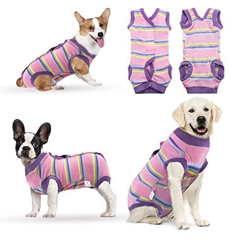 Hipetime Hunde-Pyjama-Einteiler, Genesungsanzug für Hund nach Operationen, Ersatz für Hundekegel & E-Halsband mit Klettverschluss und Netztasche für Hündinnen (XXX-Large, Pink) von Hipetime