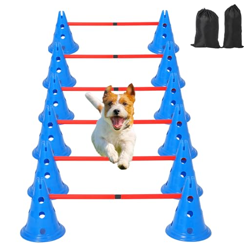 Hipicute Agiles Hürdenkegel für Hunde, Hundetraining, Agile Ausrüstung mit höhenverstellbarer Querstange für Anfänger und Fortgeschrittene, Hundehindernisläufe mit 12 Kegeln & 6 agilen Ruten & Hipicute Agiles Hürdenkegel für Hunde, Hundetraining, Agile Ausrüstung mit höhenverstellbarer Querstange für Anfänger und Fortgeschrittene, Hundehindernisläufe mit 12 Kegeln & 6 agilen Ruten & von Hipicute